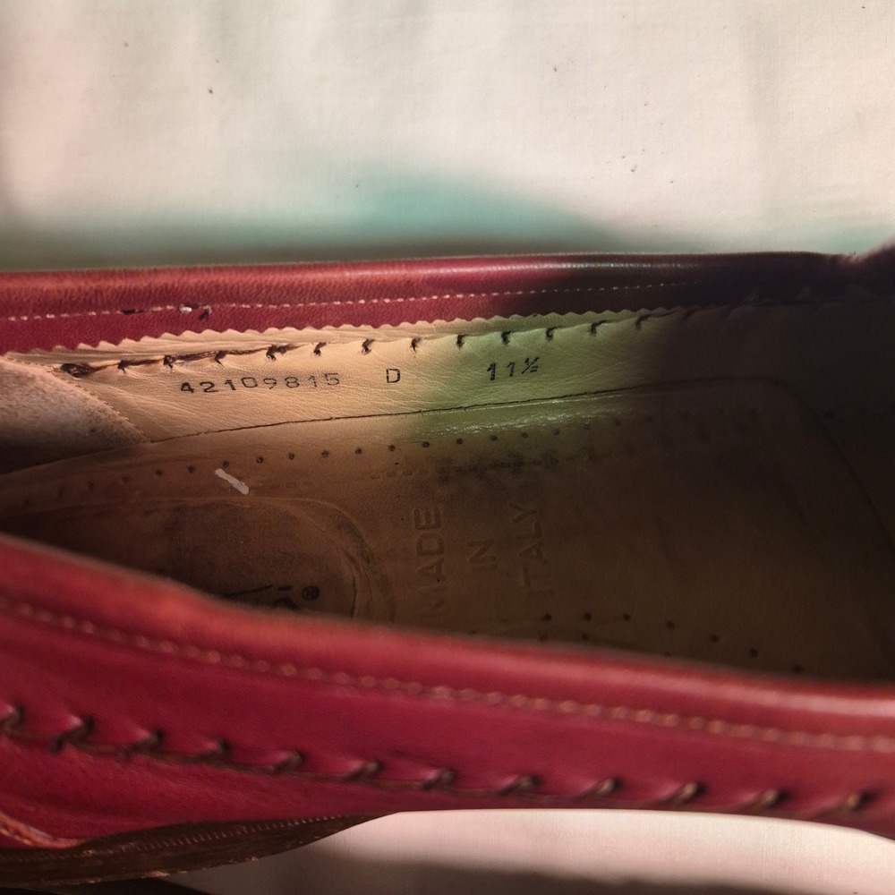 Santoni Mens Burgundy Leather Tassel Loafers Made in Italy 11.5 D 42109815 - Picture 4 of 8